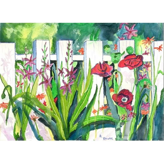 Betsy Drake Fence & Flowers Outdoor Wall Hanging 24x30