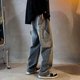 thumbnail image 2 of Pantalones vaqueros holgados y rectos estilo punk hip hop para hombre, pantalones vaqueros para hombre con bolsillos, estilo grunge Y2k, de alta calidad, de lujo, holgados, regulares, tallas X L, 2 of 5
