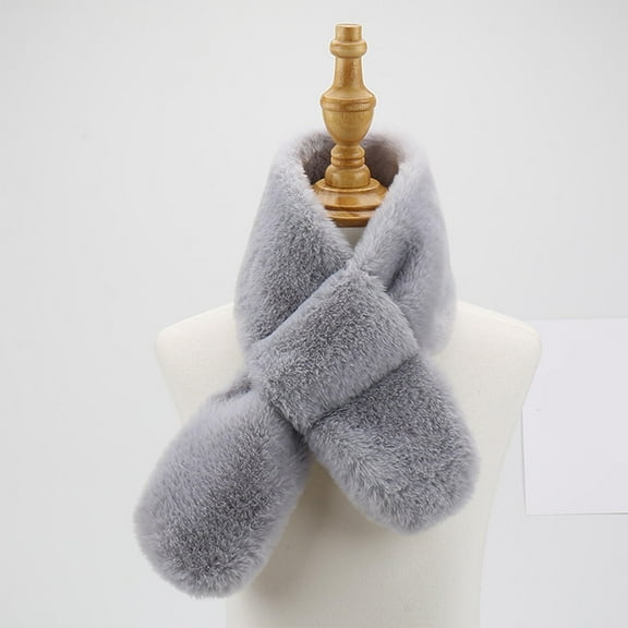 Eltusu Boys Fleece Scarves, Solid Color Thermal Soft Stretch Winter Scarf Gray Size 1-12 T