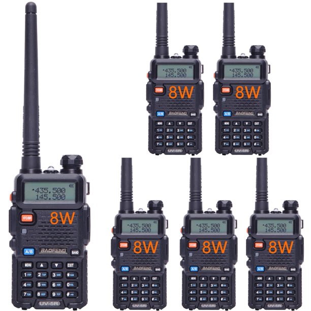Radio bidireccional BAOFENG UV-5R de doble banda y largo alcance, paquete de 6