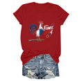 thumbnail image 5 of TSADFHJI Hauts de Fête de Noël pour Femmes, T-Shirt Imprimé Décontracté à Manches Courtes, Blouse Ample, S Rouge, 5 of 5