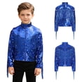 thumbnail image 3 of iiniim Tassel Boys Sequin Jackets Mock Neck Jacket Zip Up Coat Sparkle Outwear Performance Clothes Royal Blue 14, 3 of 7