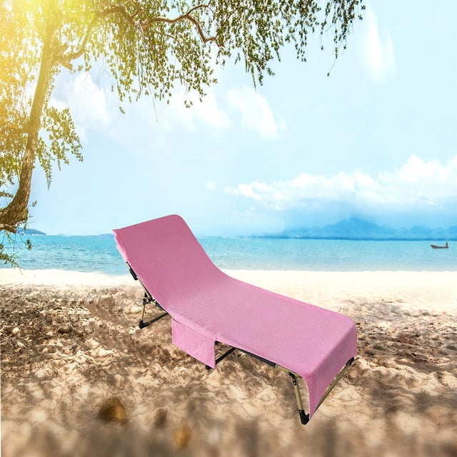 Toalla para tumbona 85 "x 29" No deslizante Gran tumbona Toalla de playa Cubierta para silla de jardín para Crema Hotel Piscina Portátil Rosa Soledad Cubierta de salón para chaise longue de playa