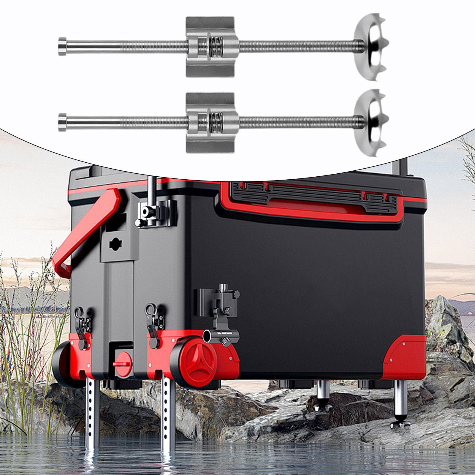 Wswqop 2 Pieces Fish Tackle Tank Bracket Fishing Box Extendable Feet Sturdy Fishing Box Gray