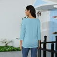 thumbnail image 5 of Basic T Shirts for Women Women's V+ Round-neck 3/4 Sleeve Solid Color Top, 5 of 5