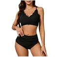 thumbnail image 2 of Summer Saving pimelu Bathing Suit for Women Bikini Sets for Women Two Piece Swimsuits Tummy Control Swimsuit Ladies Solid High Waist Strap Swimwear Tankini, 2 of 6