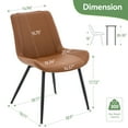 thumbnail image 4 of Modern Faux Leather Dining Chairs Set of 2 with Backrest, Sturdy Metal Legs, Upholstered Kitchen Dinning Room Chair(Brown, Black Legs), 4 of 9