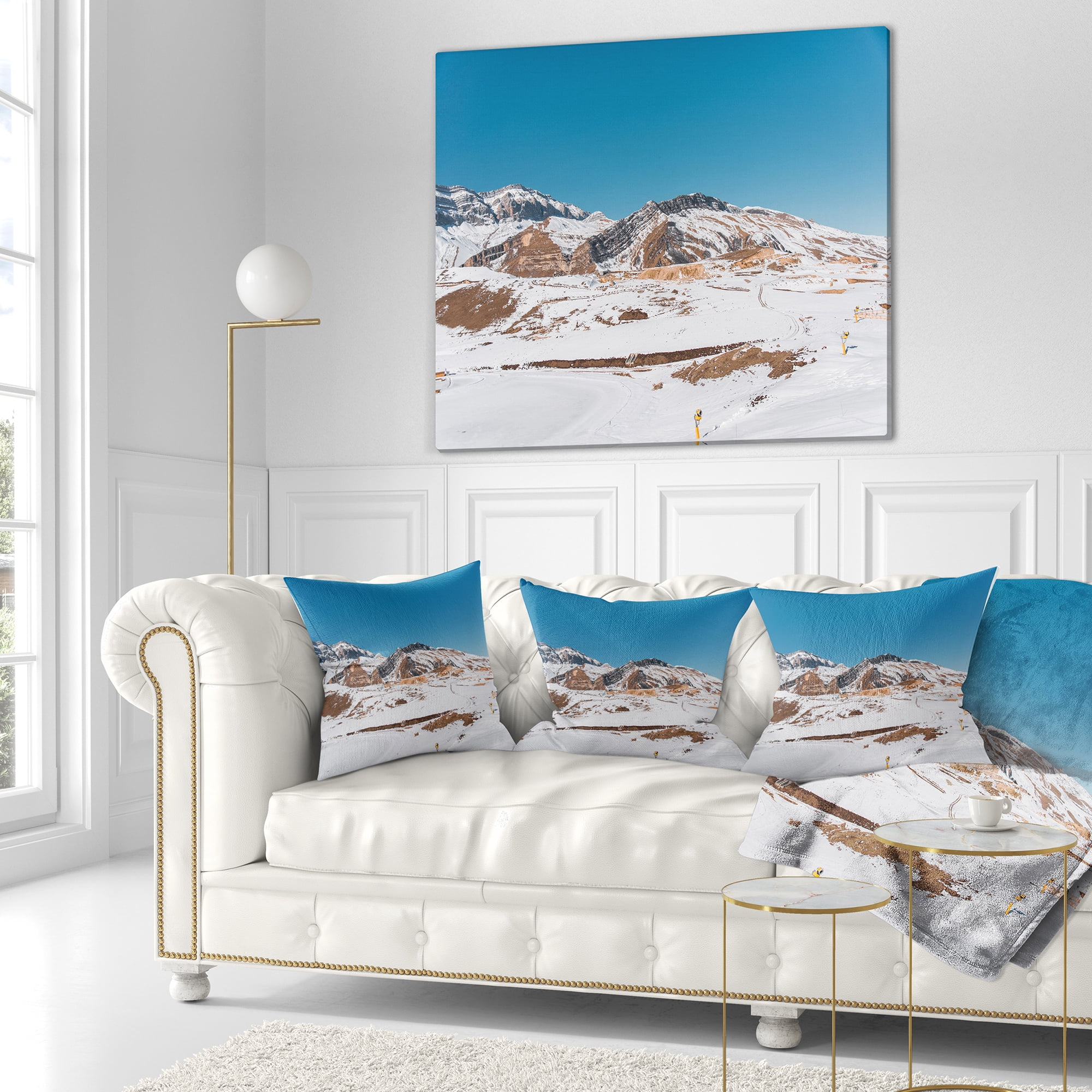 Designart Winter Mountains in Azerbaijan - Landscape Photography Throw Pillow - 18x18