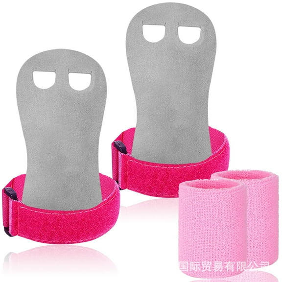 Kids Gymnastics Grips, Pink Childs Sport Palm Hand Grips Protectors with Pink Sweatbands Elastic Headband for Youth Kids Girls Boys Gymnastic Equipment-Pink Palm Wrist Guard