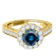 thumbnail image 2 of Aonejewelry 1.50 Ct. Halo Blue Diamond Engagement Wedding Ring In 14k Solid Yellow Gold, 2 of 4