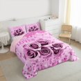 thumbnail image 4 of Feelyou 3D Pink Rose Full Size Comforter Sets for Couple, Romantic Valentine's Day Bedding Comforter Set, Glitter Fashion Diamond Reversible Bedding Sets, Super Cozy Room Decor, 3pcs, 4 of 9