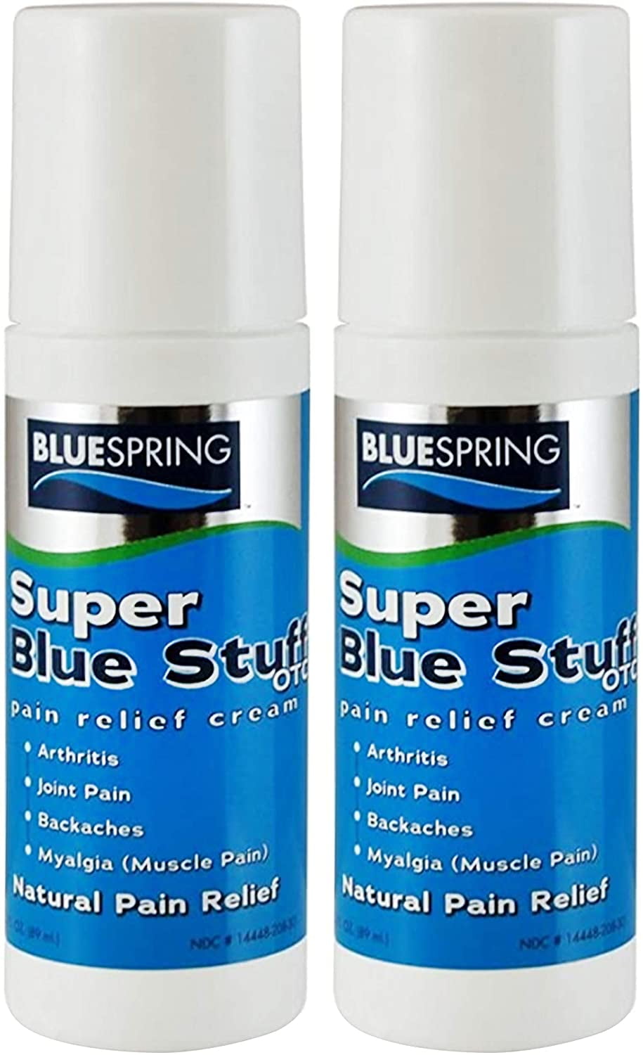 Pain Relief roll-on Cream with Emu Oil by BlueSpring - [3Oz] Super Blue Stuff Pain Relief rub Anti Inflammatory Analgesic Cream for Knee, Neck, Joint, Muscle, Arthritis, and Back Pain Relief (2)