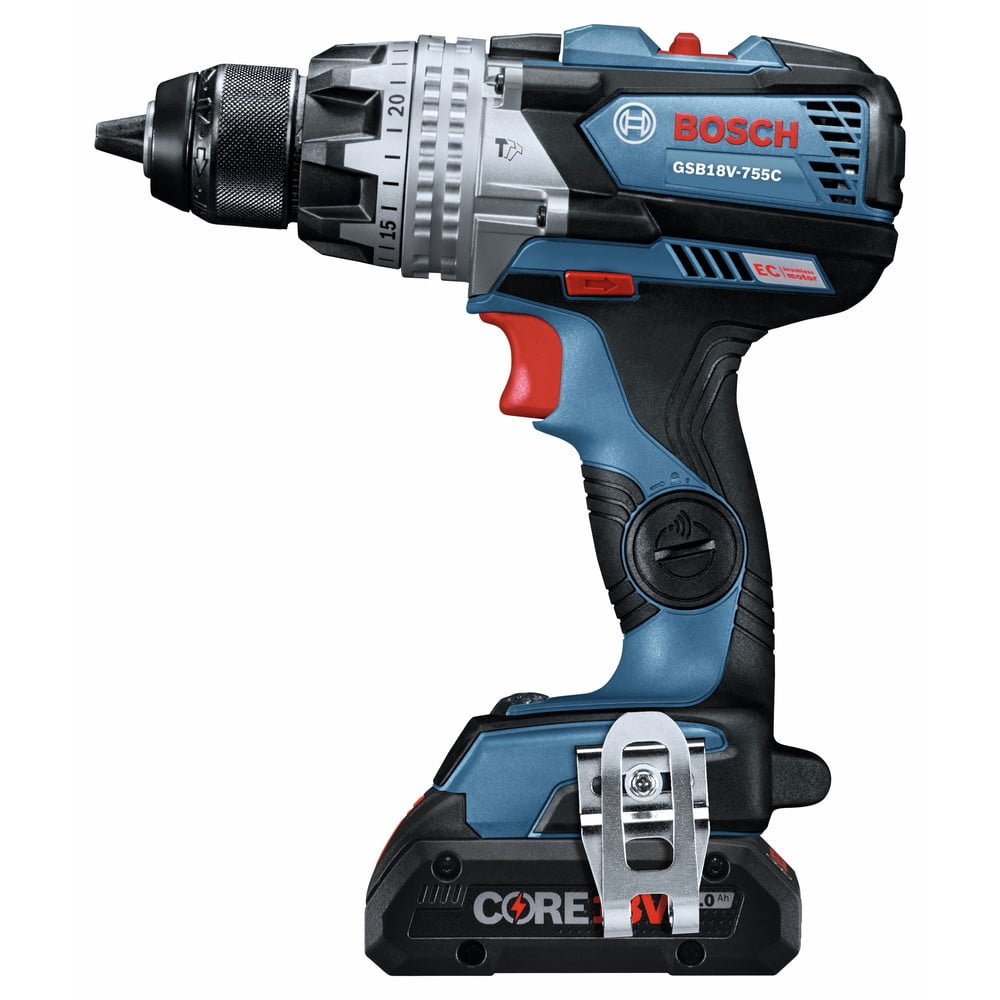 Restored Bosch GSB18V-755CB25-RT 18V Brute Tough Connected-Ready EC Brushless Lithium-Ion 1/2 in. Cordless Hammer Drill Driver Kit with 2 Batteries (4 Ah) (Refurbished)