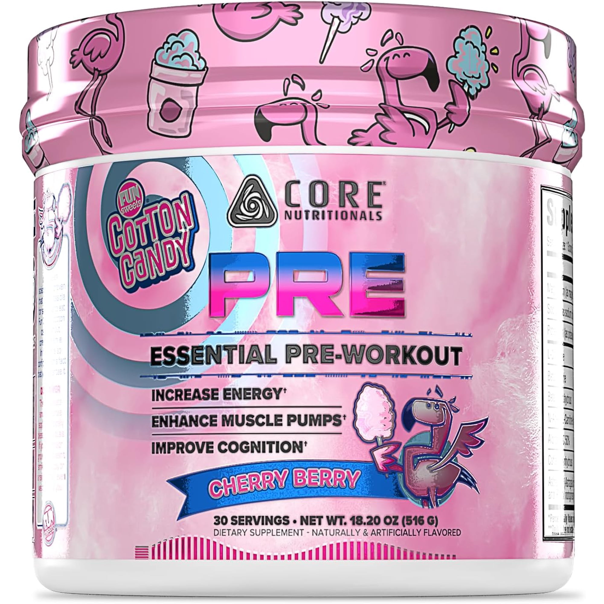 Core Nutritionals Essential Pre Workout | for Energy & Muscle Pumps | L-Citrulline & Beta Alanine | 200mg Caffeine | 30 Servings (Fun Sweets Cherry Berry)