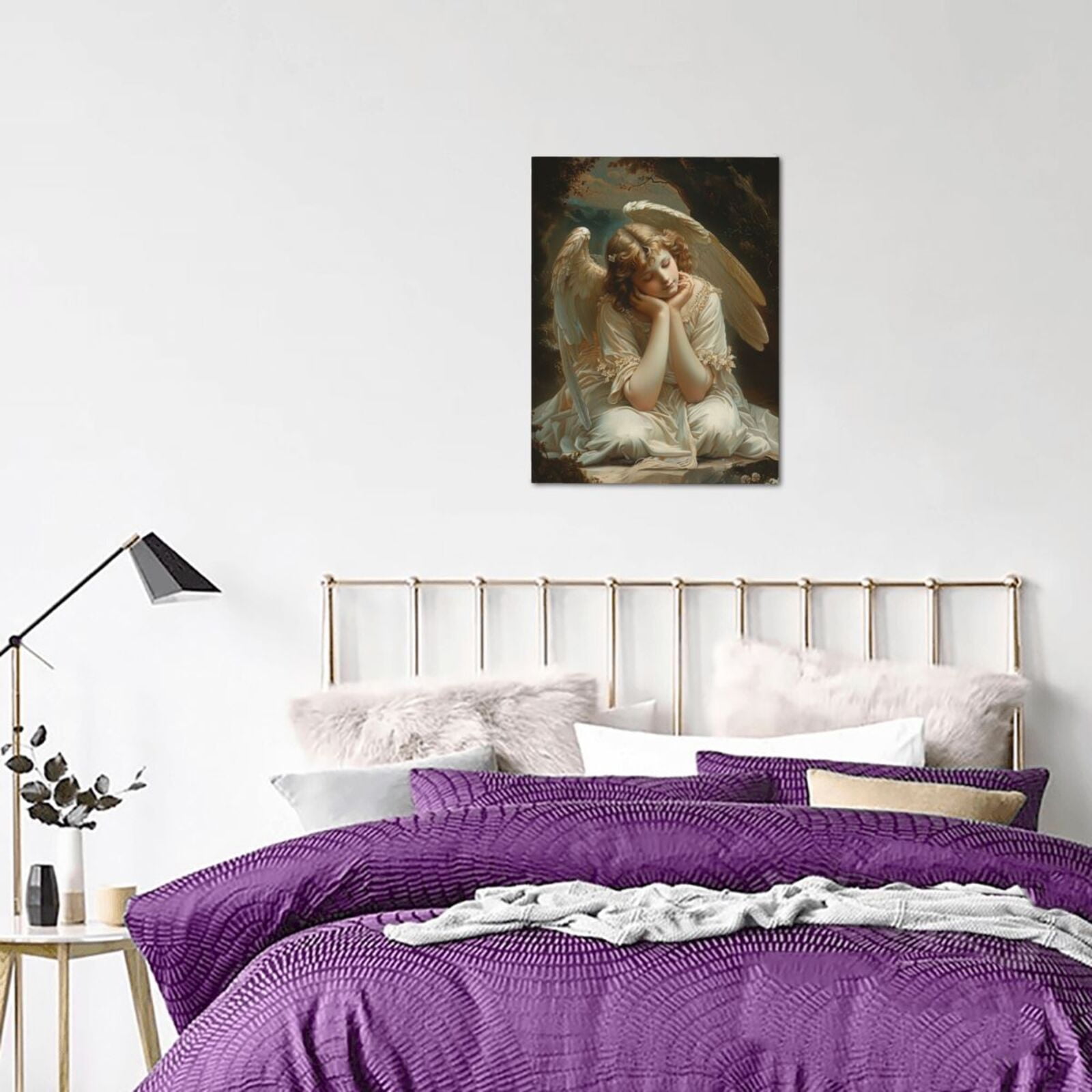 12x16 inch Picture Canvas Cute Angel Prayer,Apartment Bedroom,Prayer Room,Woman Cave Wall Decor Art Poster Prints,Gift For Believer,Vintage Angel Prayer Art Painting Canvas,For Bar,Cafes,Yard