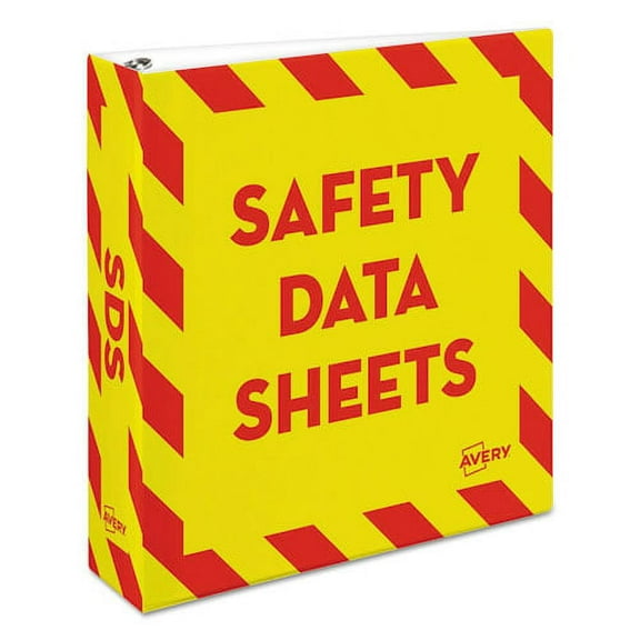 Heavy-Duty Preprinted Safety Data Sheet Binder, 3 Rings, 2" Capacity, 11 X 8.5, Yellow/red | Bundle of 2 Each