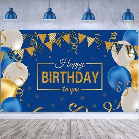 Happy Birthday Banner With Balloons - Colorful Party Decor Sign For Photo Booth, Backdrop, Celebrations