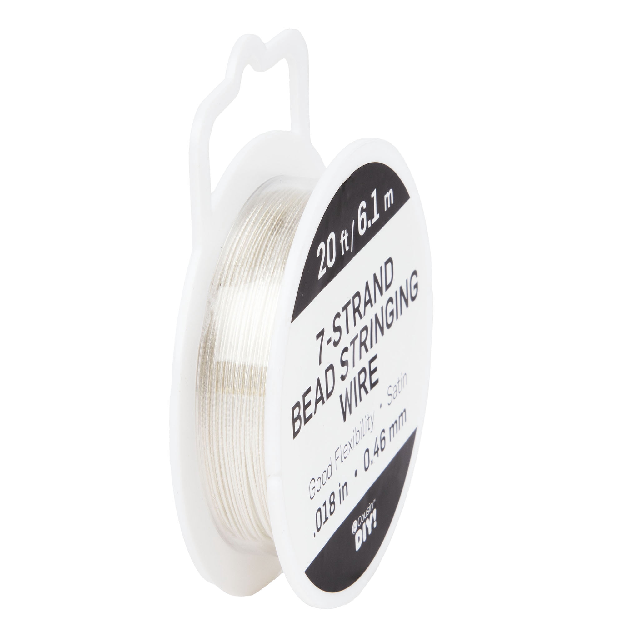 Cousin DIY 7-Strand Stainless Steel Flexible Beading Wire, Satin Silver, 0.018 in x 20 ft Roll