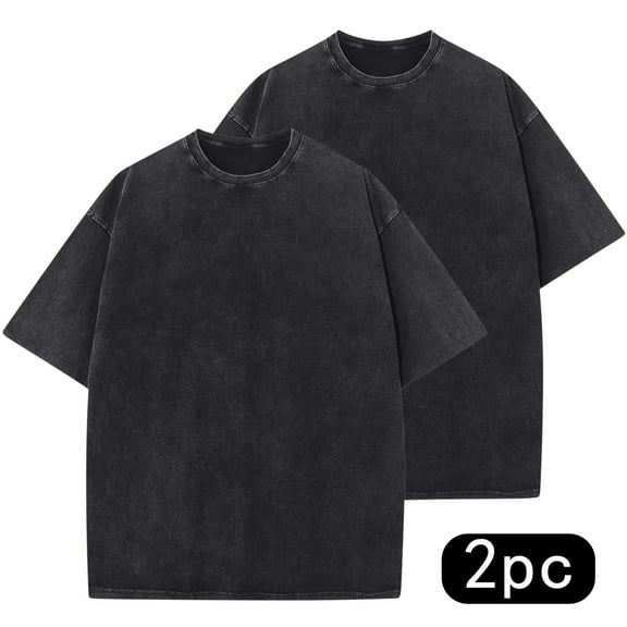 Cxenplz 2 Pcs Mens Womens Summer Tops Oversized Cotton T-Shirts Vintage Tee Loose Fit Short Sleeve Casual Tshirts for Men Women