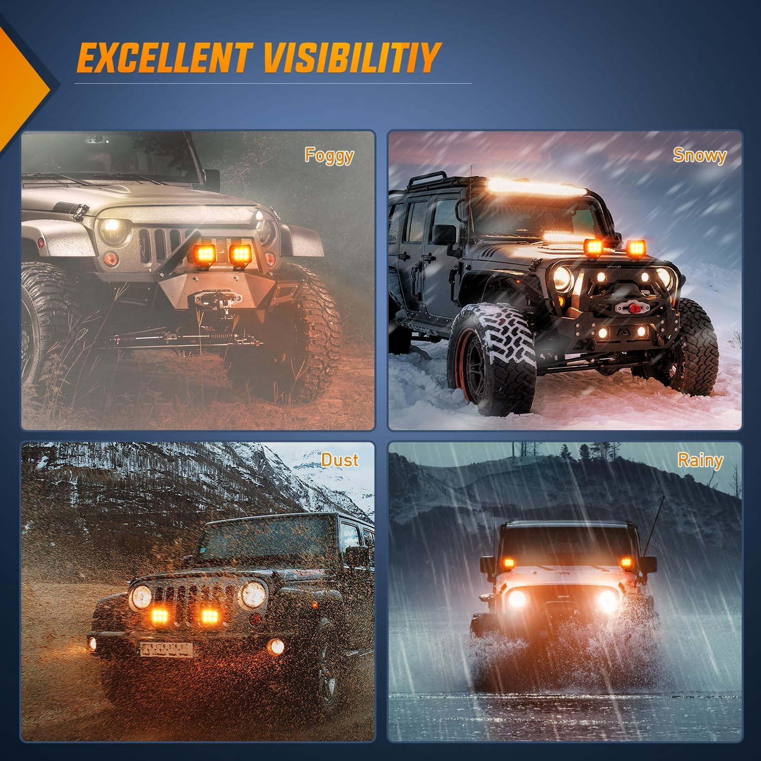 Nilight 4inch Led Light Pods Amber Spot Beam Driving Fog Lights 2Pcs 18W off Road Lights Work Light Bar for Truck ATV UTV RV Pick-up Van Boat Tractor