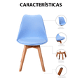 thumbnail image 3 of Sillas Tulip Tipo Eames Mirel Set de 2 Piezas Estructura de Madera Asiento Acolchado Azul, 3 of 6