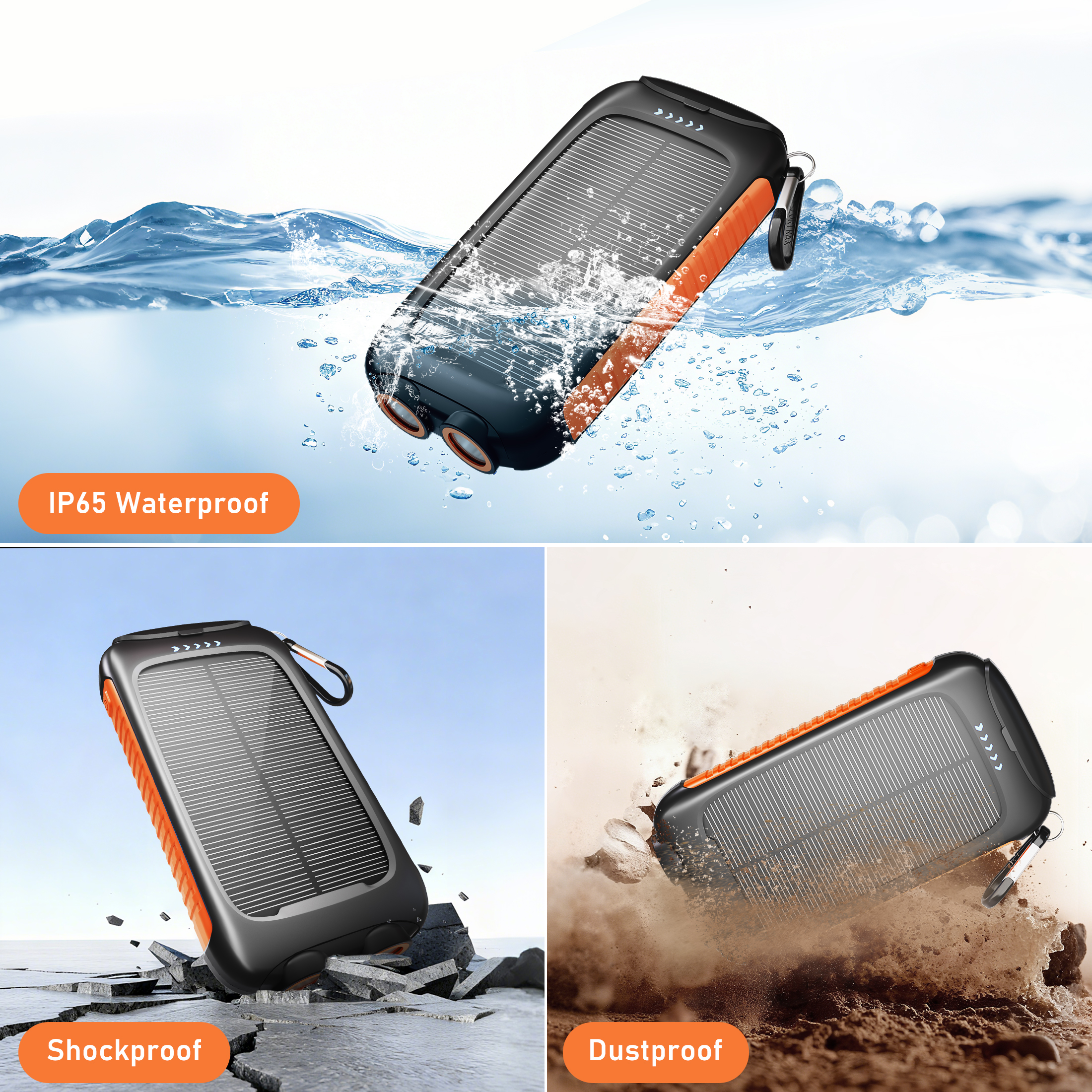 Solpowben 38800mAh Solar Power Bank, Orange photo 8