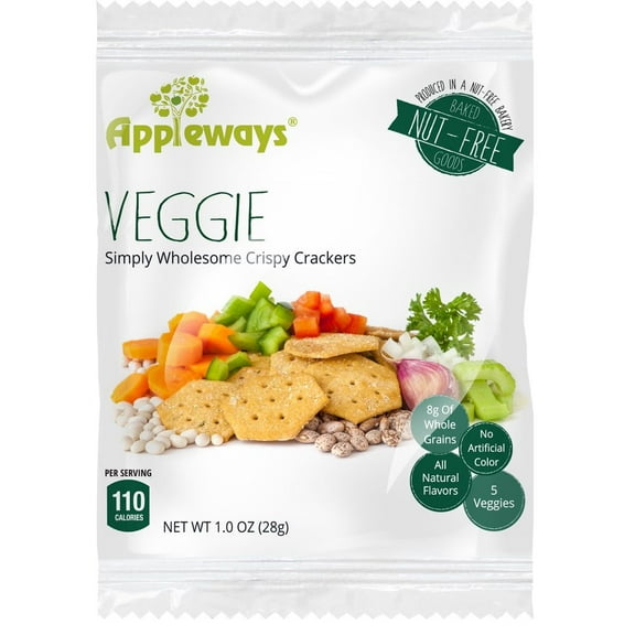 (Price/Case)Appleways Whole Grain Individually Wrapped Veggie Cracker, 1 Count, 108 per case