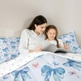 thumbnail image 5 of Manfei Girly Blue Bow-tie Full Size Comforter Sets, Princess Bowknot Bedding Comforter Set, Cartoon Flower Floral Reversible Bedding Sets, Microfiber Bedroom Decor, 3 Pieces, 5 of 8