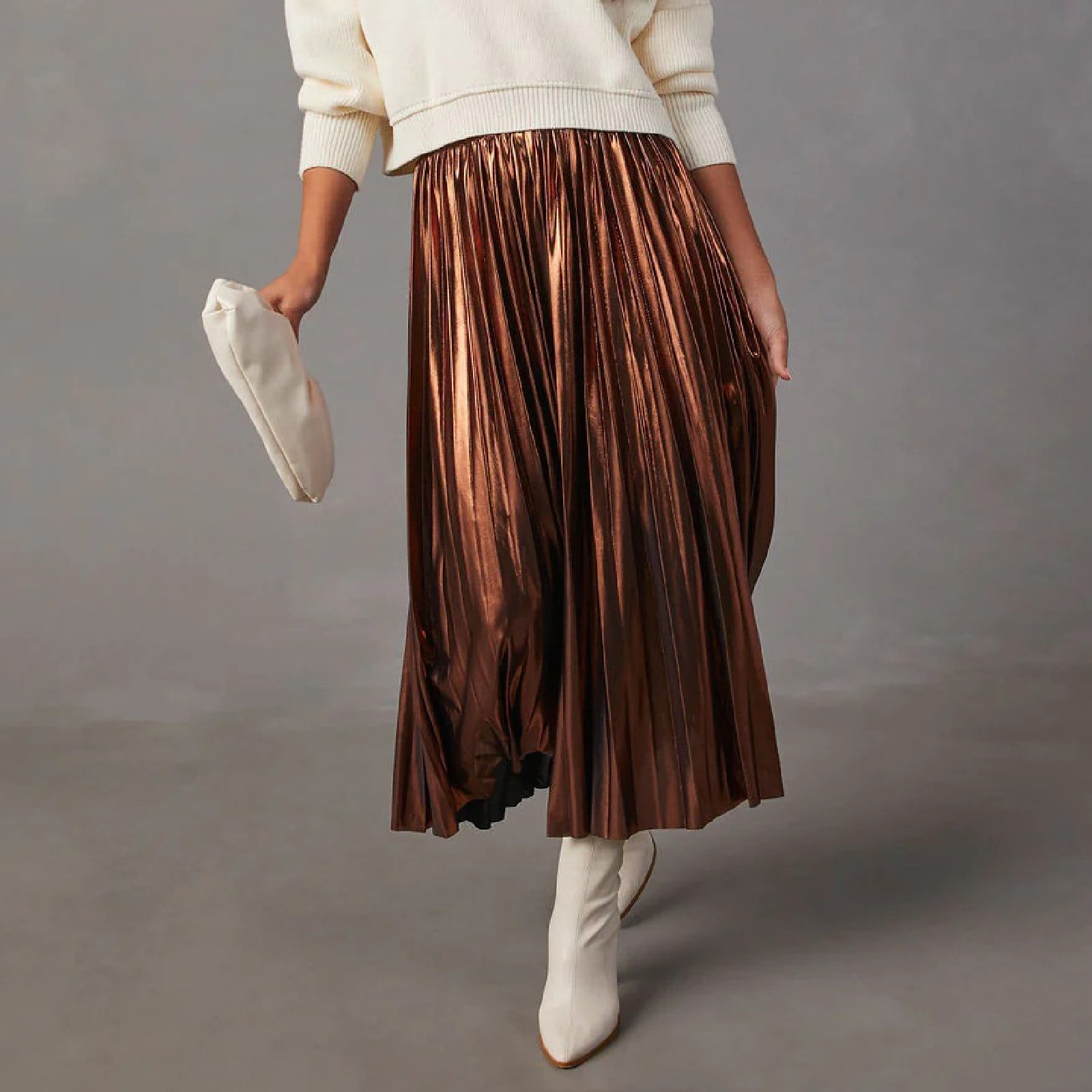 Gold pleated sequin skirt discount