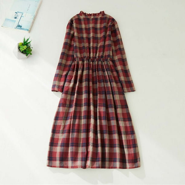 knee length dresses for ladies Mebie Baby Checkered Linen Dress