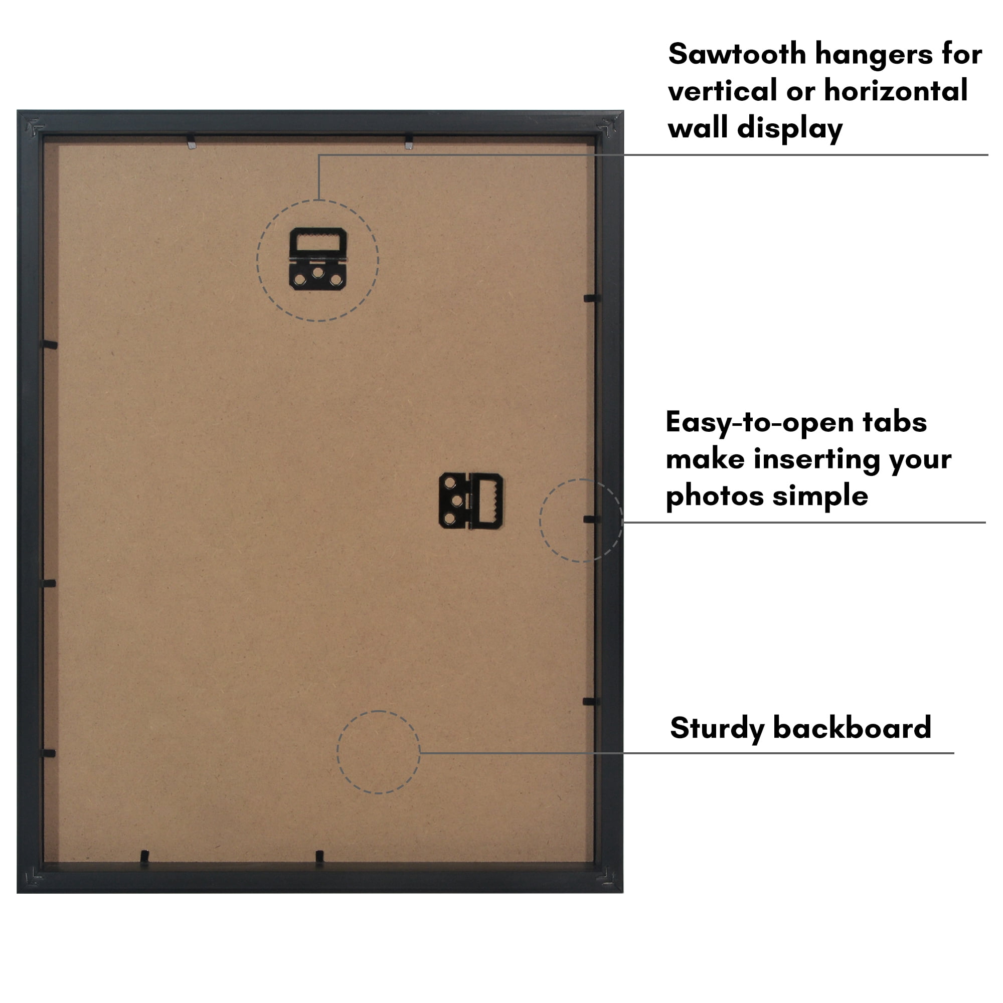 Americanflat 12x16 Picture Frame with Polished Plexiglass with 8x12 Mat Display Photo Soho Collection - Black