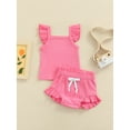 thumbnail image 2 of Coduop 3Pcs Toddler Baby Girls Flying Sleeve Tops+Bloomer Shorts Summer Outfits, 2 of 9
