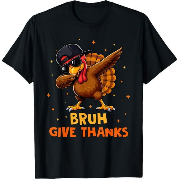 Bruh Give Thanks Happy Thanksgiving Funny Turkey Kids Teens T-Shirt