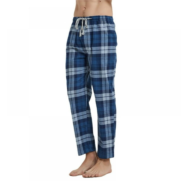 Magazine Men's Pajama Bottoms, Plaid Pajama Pants Cotton Velvet Casual