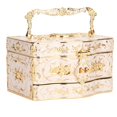 thumbnail image 1 of Vintage Jewelry Box, 7.1 X 5.1 X 4.1in Zinc Alloy 3 Layers Rectangular Jewelry Box Small Enameled Trinket Box Organizer with Mirror Jewelry Decorative Box for Earring Ring Necklace, 1 of 7