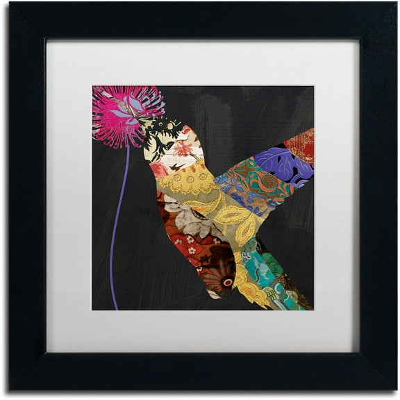 Trademark Fine Art "Hummingbird Brocade  II" Canvas Art by Color Bakery White Matte, Black Frame
