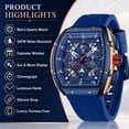 thumbnail image 2 of Watches for Men Multifunction Moon Phase Calendar Wrist Watches Luxury Quartz Waterproof Watch with Silicon Strap Gift for man, 2 of 8