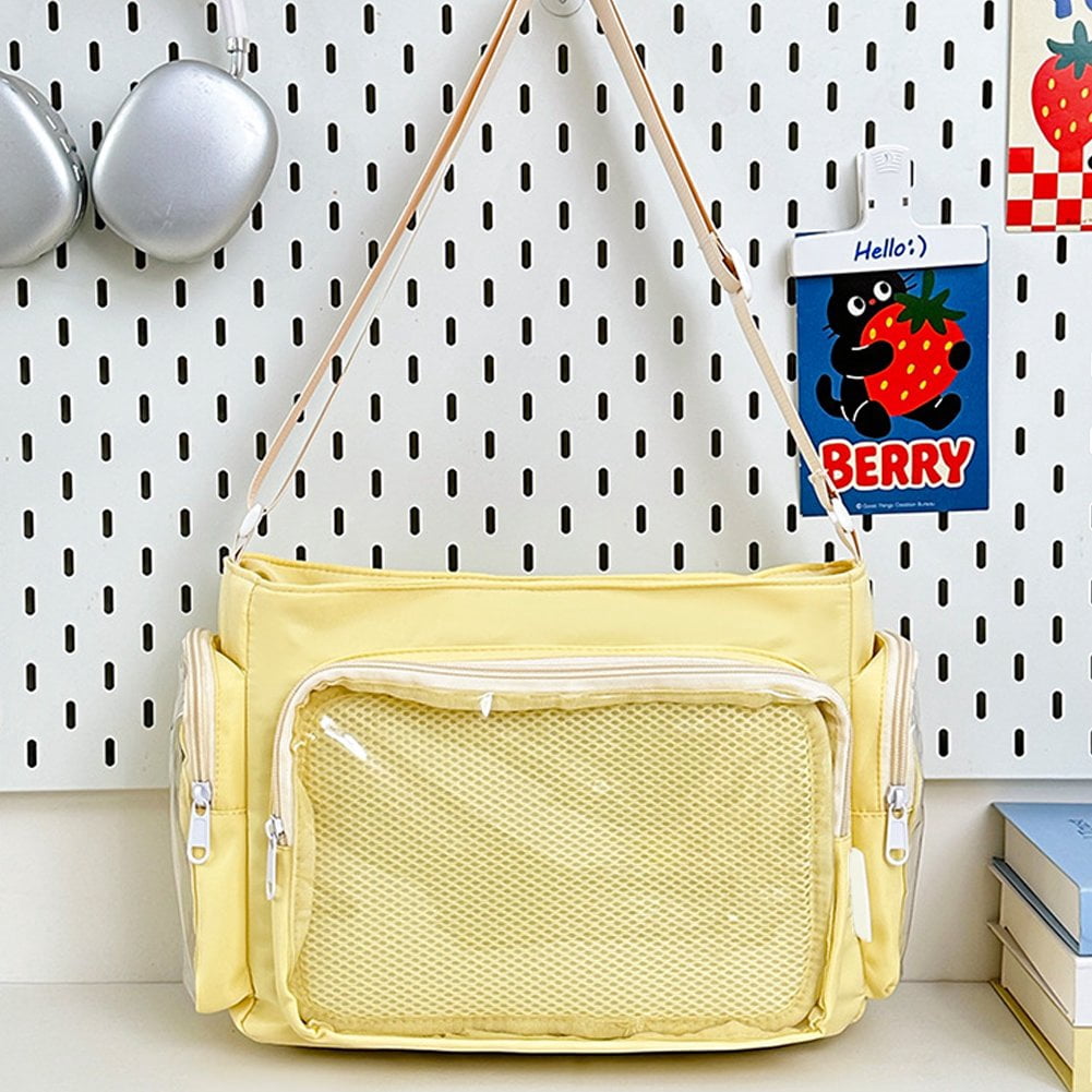 Hzzsbu Large Ita Messenger Bag Transparent Pin Display Crossbody