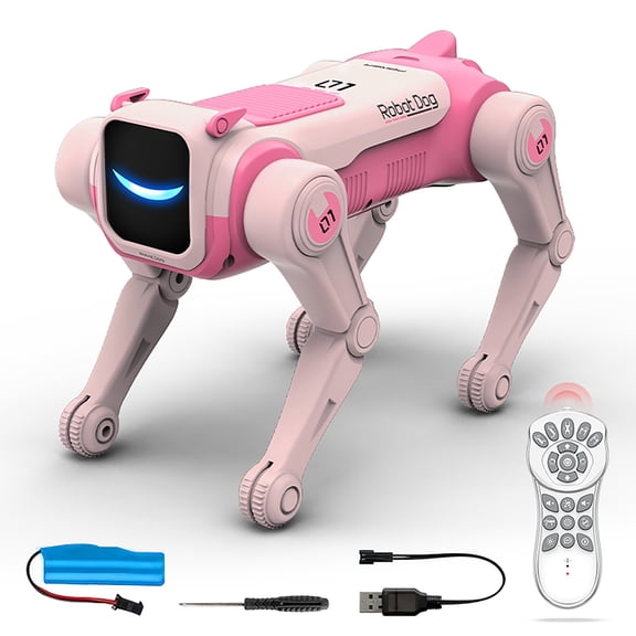 Dammyty Smart Robot Dog for Kids, Remote Control Robot Toys with Voice Control, Programmable RC Stunt Robot Dog Toy, Interactive Electronic Pet Christmas Birthday Gift