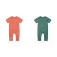 thumbnail image 1 of 2 Pack(Orange 1PCS & Green 1PCS) Multipack inc Rompers Footless Pajamas 3 Month Boy Button Up Zipper Short Sleeve Sleeper Jumpsuit, 1 of 4