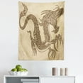 thumbnail image 1 of Chinese Art Tapestry, Ancient Drawing Old Paper Tribal Dragon Sketch Animal Illustration, Fabric Wall Hanging Decor for Bedroom Living Room Dorm, 5 Sizes, Beige and Chocolate, by Ambesonne, 1 of 1