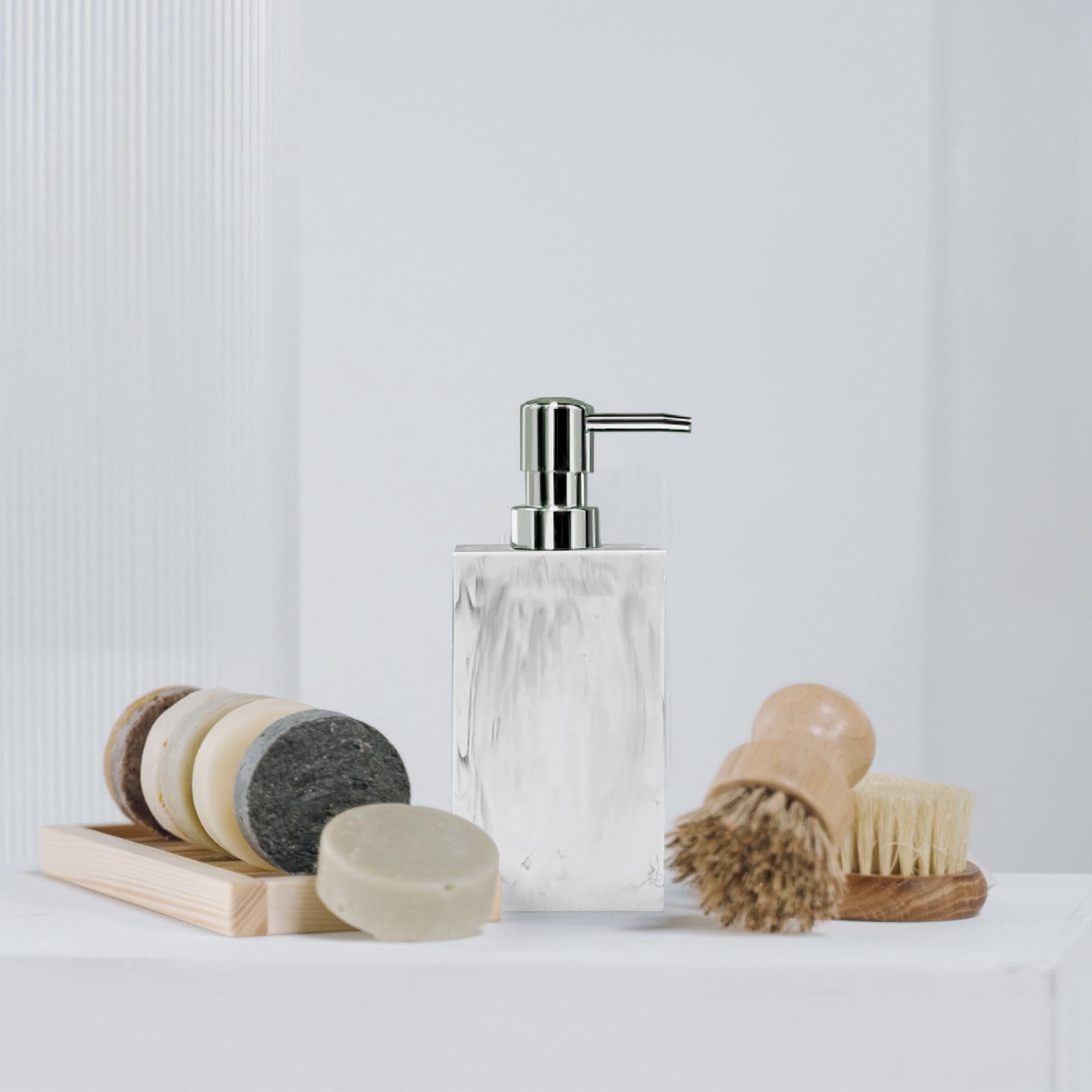 2 Pack Marble Look Hand Soap Dispenser, 16.9 oz Countertop Hand Lotion Pump Bottles, Lotion Container, Refillable Liquid Hand Soap Jar, Resin Shower Dispensers for Bathroom, Kitchen (Black)