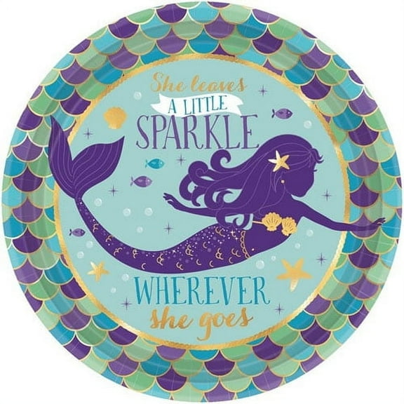 Mermaid Mermaid Wishes 7" Disposable Paper Plates, 8 Count