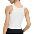 thumbnail image 3 of Bigersell Crop Tops with Built in Bra Women Wireless Sports Bras Solid Sleeveless Crew Neck Cropped Tank Tops Comfort Soft Yoga Sports Bra Running Workout Bras Crop Tops White S, 3 of 4