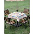 thumbnail image 4 of Outdoor Tablecloth with Umbrella Hole for Patio/Picnic/Party/Camping, Rainbow Sunshine Waterproof Table Cloth Square Cover Washable, Rainy Cute Pink Border (60"x 60"), 4 of 8