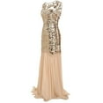 thumbnail image 5 of Elainilye Fashion Women's Formal Dresses Sleeveless V-Neck Sequin Maxi Long Evening Dress Party Prom Dress,Beige, 5 of 5