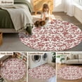 thumbnail image 6 of Farmhouse Red Large Area Rugs for Bedroom Living Room, Soft Non Slip Carpet Bedside Rug, Vintage Flower Leaf Botanical Plant Round Floor Cover Kitchen Accent Rug 7' for Dining Room/Office, 6 of 9