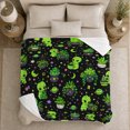 thumbnail image 5 of Whimsical Cartoon Aliens in a Botanical Garden, Warm Flannel Blanket for Sunroom and Reading Nook, Celestial Art Lovers Valentine's Day Gift, Playful Home Decor, 5 of 9