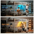 thumbnail image 3 of Full Size Metal Bunk Bed with 13" Safety Guardrail & Ladders, Modern Bunk Bed Frane with LED Lights, Hall Tree and 6 Storage Drawers for Bedrroom, 3 of 7