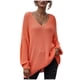 thumbnail image 1 of Gibobby Suéteres mujer, Suéter con cuello en V para mujer, manga larga, ajuste delgado(Naranja,G), 1 of 5